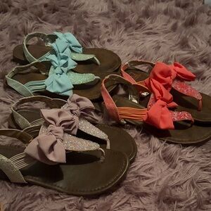 Material Girl Sandals - Blue, Pink, Purple